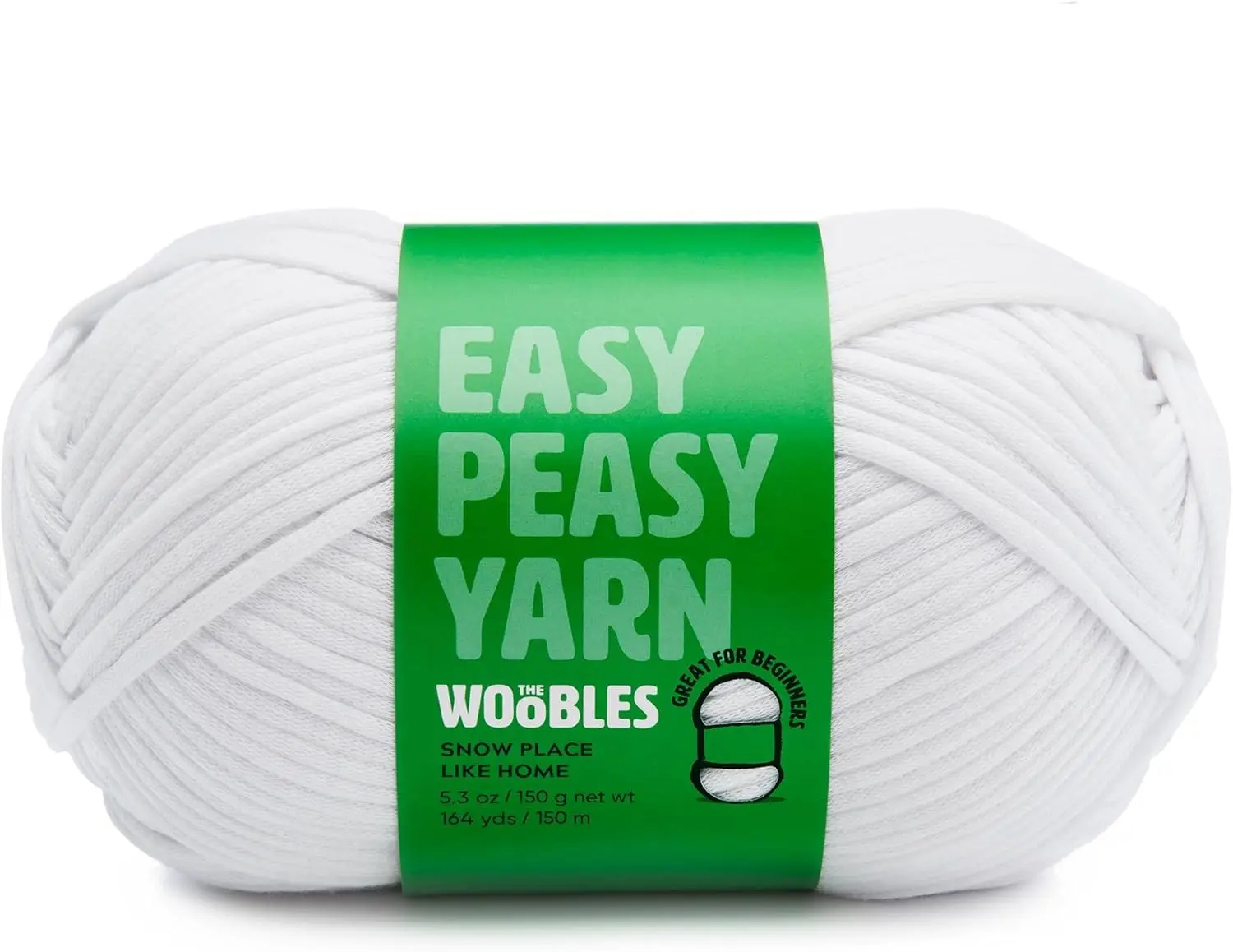 Woobles Easy Peasy Yarn for Beginners - Crochet & Knitting Yarn, White | As seen on Shark Tank, Cotton-nylon blend, Medium worsted weight 4, Easy-to-see stitches, Soft and non-splitting, Amigurumi Gift