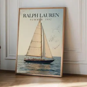Vintage Nautical Sailboat Poster - Summer 1997 Ad Print, Coastal Wall Art