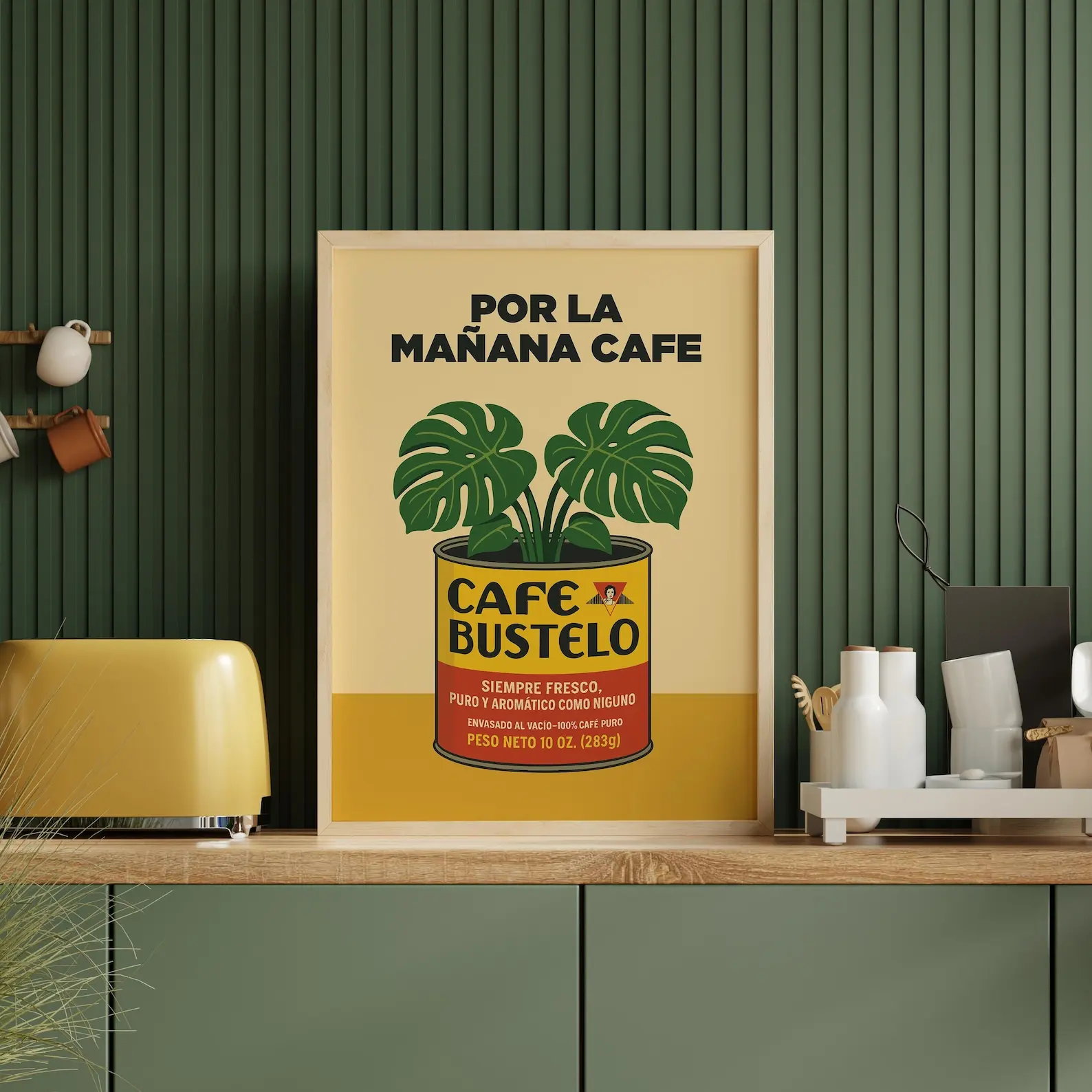 Vintage Cafe Bustelo Coffee Wall Art Poster, Retro Coffee Poster, Spanish Home Decor, Hispanic Latino Coffee Art, Debi Tirar Mas Fotos Art