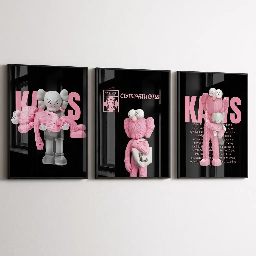 Black and Pink HypeBeast Poster Set of 3, Motivational Wall Art, , Urban LifeStyle , Motivation Prints, HypeBeast Wall Art #599 Cartoon Cute Printed Decoration Artistic