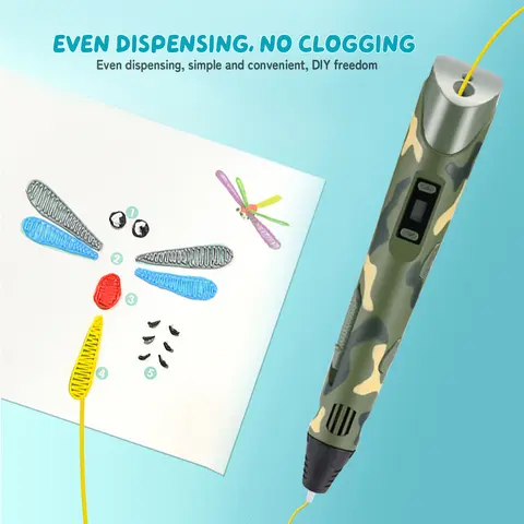 Multicolor LCD Display 3D Printing Pen Kit, Handheld 3D-Printed Supplies Set with 1 PLA Filament, Safe Easy-to-Use for Creative Projects, Ideal New Year's Gift for Kids and Children