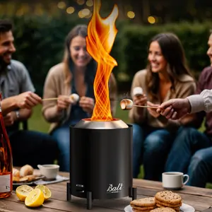 【Father's Day Gift】BALI OUTDOORS Game Day 6.5 inch Pellet Tabletop Fire Pit Round, Stainless Steel Table Top Firepit Small, Outdoor Smokeless Firepit Portable, Burning Firepit
