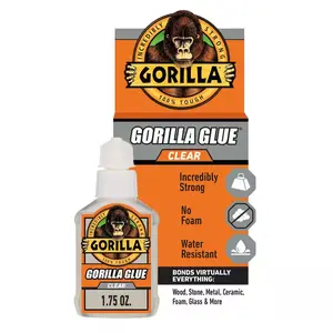 Gorilla 1.75 oz. Clear Glue - Incredibly Strong No Foam Water Resistant Bonds for Wood Stone Metal Ceramic Foam Glass & More