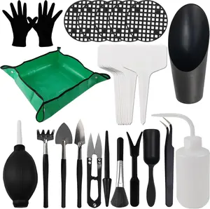 30PCS/Set Mini Garden Hand Transplanting Succulent Tools Set, 19.7" Thickened Repotting Mat & Plant Tag, Miniature Planting Indoor Fairy Care, Potting, Cactus, Houseplant Bonsai Tool Kit