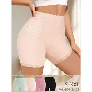 QUASTI Women’s 4-Pack High Waisted Cotton Lace Briefs Breathable Soft Stretch Full Coverage Lightweight Comfortable Everyday Underwear S-XXL