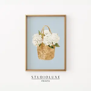 Coastal Wall Art, Trendy Apartment Decor, Coastal Granddaughter Prints, Kitchen Decor Printable Art, Hydrangea Basket Print, Room Decor, Unframed – 5 Size, 8x12 to 27x40 inch