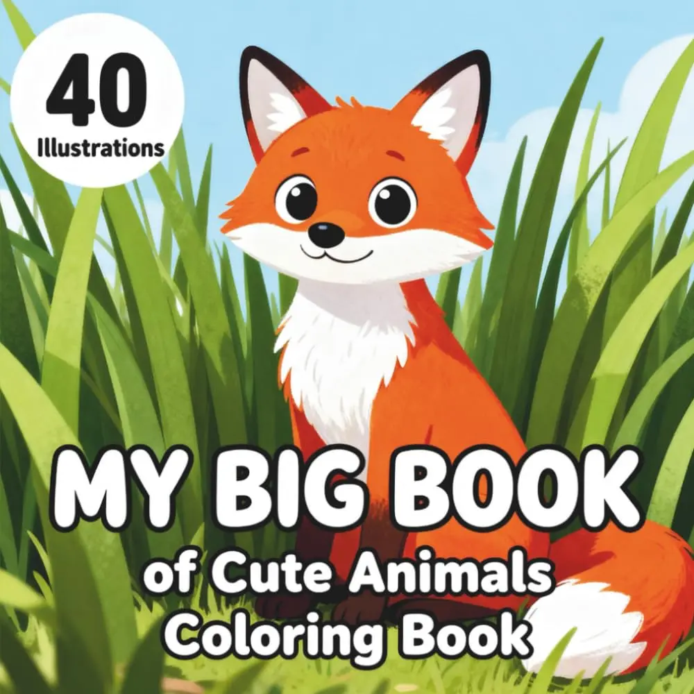 My Big Book of Cute Animals: A Fun Coloring Adventure for Kids Ages 3-8 | 40Adorable Animals to Color from the Jungle, Ocean, Farm, and More!