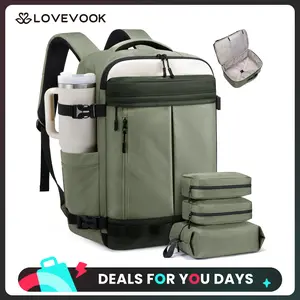 LOVEVOOK 40L Travel Backpack for Women Men, Airline Approved Carry On Luggage with 3 Cubes Accessories, TSA Personal Item Travel Cruise Essentials, Waterproof Weekender Overnight Bags fits 17" Laptop DealsForYouDays