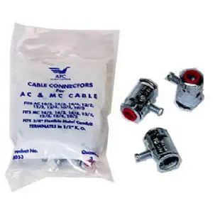 Halex 96571 0.5 in. Flexible Metal Cable Box Connector Pack of 10, Metal Build