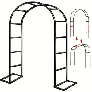 New 1 black easy-to-install metal gazebo, brackets, industrial hardware, garden arches, arches supported by metal heavy-duty frames, suitable for climbing plants, roses, vegetables, balloon arches, outdoor garden decoration, ideal for Valentine's Day