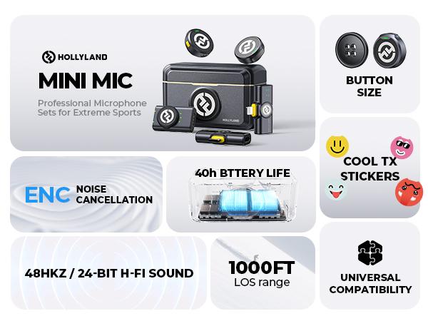Hollyland Lark M2 Mini Combo Version Wireless Microphone for iPhone15/16/17&Android, USB C Mini Lapel Microphone Wireless, 1000ft Range, Hi-Fi Audio, Noise Cancellation, 30H Battery for Video Recording, Streaming Hollyland Lark M2 Mini Combo Version Wireless Microphone for iPhone15/16/17&Android, USB C Mini Lapel Microphone Wireless, 1000ft Range, Hi-Fi Audio, Noise Cancellation, 30H Battery for Video Recording, Streaming