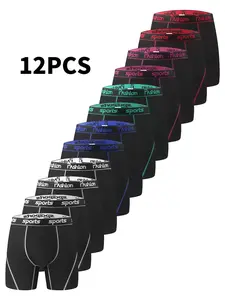 3/6/12-Pack Men's Elastic Boxer Briefs Multipack - No Ride-Up Long Leg Quick-Dry Solid Brief Underwear, Breathable Snug Fit for Sports & Daily Wear | Year-Round Multi-Color Bundle