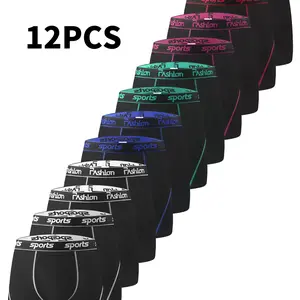 3/6/12-Pack Men's Elastic Boxer Briefs Set Multipack - No Ride-Up Long Leg Quick-Dry Underwear, Breathable Snug Fit for Sports & Daily Wear | Year-Round Multi-Color Bundle