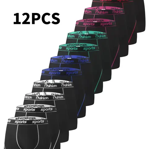 3/6/12-Pack Men's Stretchy Sporty Underwear Elastic Set Multipack - No Ride-Up Long Leg Quick-Dry, Breathable Snug Fit for Sports & Daily Wear | Year-Round Multi-Color Bundle