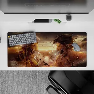 [SALE UP TO 30%]Attack on Titan - Anime Desk Mat - Titan War: Eren vs. Reiner, Mouse Pad for Anime Fan, Gaming Desk Accessories, Large Computer Pad, Desk Decor