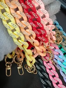 Acrylic Rhinestone Chain, Hand-Painted Jewelry Accessories, Durable Fashion Necklace Components, Perfect Gift Idea, Cuban Link Chain