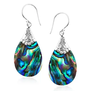 Abalone Shell Dangle Earrings for Women Sterling Silver 925 - Unique Vintage Beach Boho Earrings - Costume Jewelry Anniversary Birthday Christmas Gifts for Womens