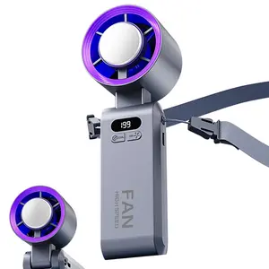 Rechargeable Handheld Ice Cooling Turbo Fan 20000 RPM, Portable Adjustable Speed Personal Pocket Fan for Travel & Office Purple