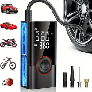 Tire Inflator Portable Air Compressor, with Digital Pressure Gauge Inflater 150PSI, 3X Fast Inflation Auto Shutoff Large Battery Tires Pump for Cars Motors Bikes Balls - Christmas gift!