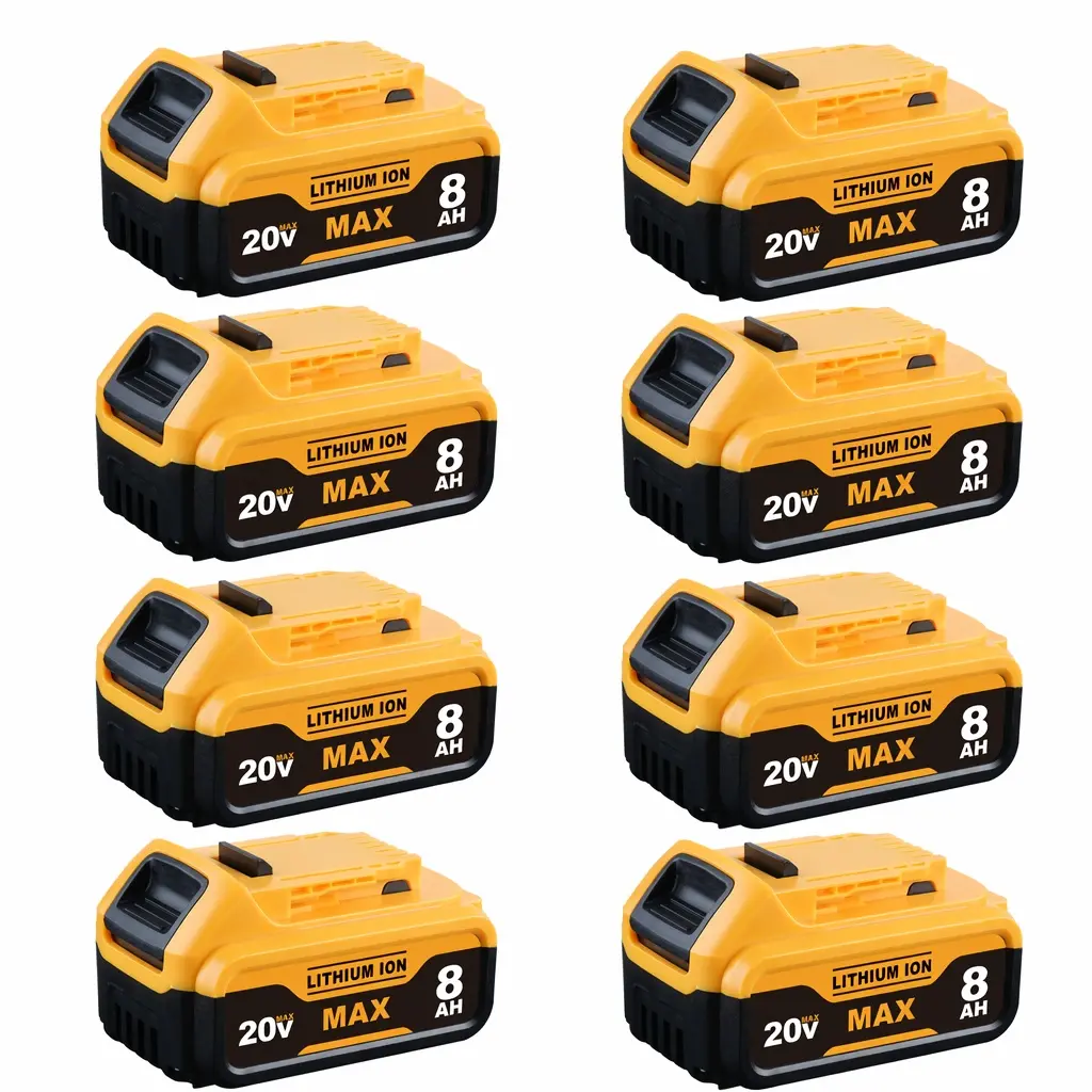 8-Pack DeWalt 20V MAX 8.0Ah Lithium-ion Battery Replacement, Compatible with DCB200 DCB205 DCB208 Cordless Power Tool
