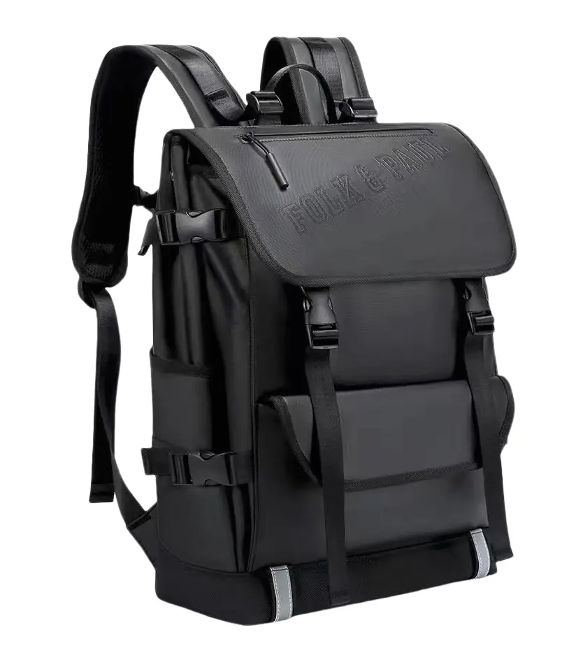 Leather Business Commuting Backpack, 15.6-inch Laptop, Oxford Cloth, Breathable, Wear-Resistant, Load-Reducing, Neutral (G92)