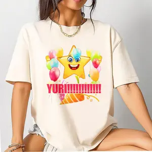 Yuri Celebration Tee – Colorful Star Party Graphic Oversized Cotton Shirt for LGBT Pride Lovers, Premium Soft Breathable Aesthetic Anime Streetwear, Unisex Casual Summer Fashion Top