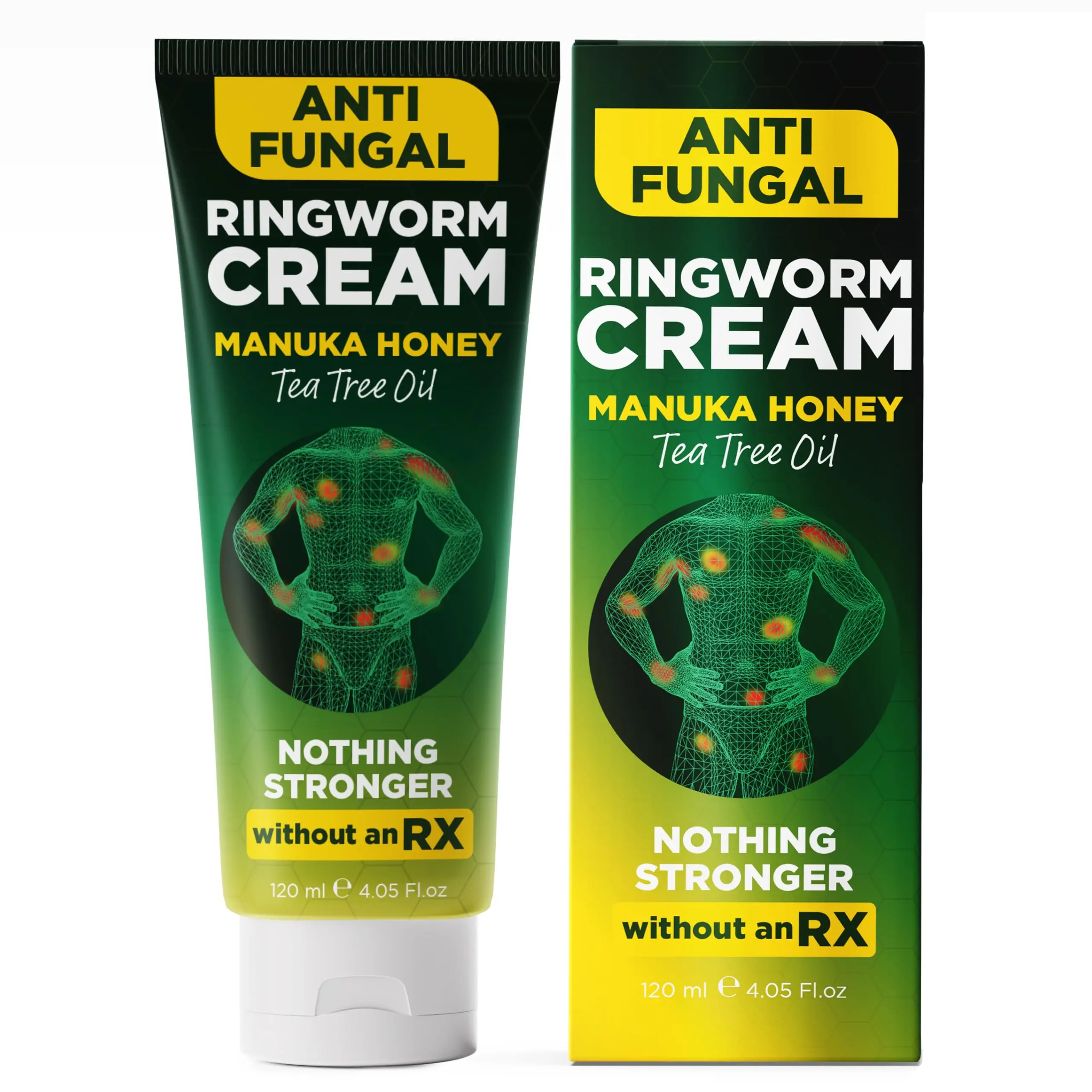 Ringworm Cream Ringworm Treatment for Humans | Relieves Jock Itch, Body Acne, Itchy Irritated Skin, Body Odor & Insect Bites | Antifungal Cream with Manuka Honey & Tea Tree Oil | 120ml
