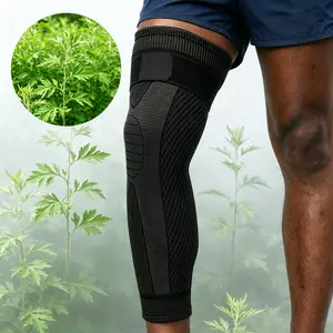 2 Pcs Wormwood Thermal Compression Knee Sleeves Long Wrap Design for Warm Joint Support, Soothe Stiffness, Sports & Daily Cold Protection