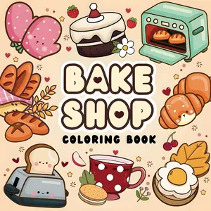 Cute Coloring Book for Kids and Adults, Relaxing Baking Theme, Simple Lines, Fun Parent-Child Activity, Stress Relief, Artist Hand Drawn