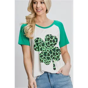 The Deidre - Women's Plus Size Top with Green Sleeves