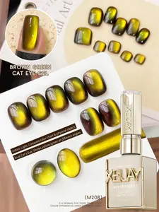 XEIJAYI 1PC 15ml Brown-Green Cat Eye Gel Nail Polish, UV LED Curing, Long-Acting Fast Drying Nail Art Gel - Ideal Gift For Women For Winter Local Warehouse