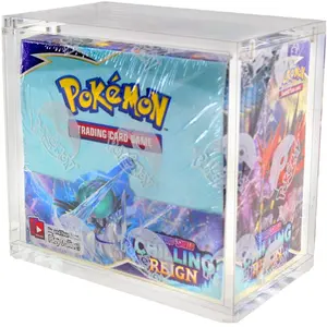 5mm Acrylic Pokémon Trading Card Booster Pack Protector Box, Magnetic Lid, High Transparency, English Edition, Collectible Storage Case, Trade Card Box
