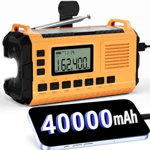 Weather Radio - AM/FM/NOAA Hand Crank Radio with 15W  Charge, 40000mAh Portable Solar Power , Multi-Function Flashlight & SOS  for Outdoor Indoor  (Orange)