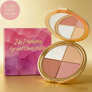 Glow Eyeshadow Blush Palette with  Highlighter Multicolor Face Makeup 3 in 1 Eye Cheek Bone Natural Radiance Glass Skin Finish Long Lasting Mother's Day gift