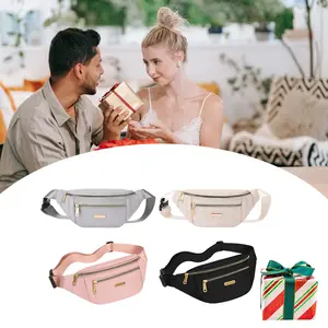 Women's Waterproof Nylon Fanny Pack, Adjustable Strap Waist Pack with Multi-Zipper Pockets, 4-Way Wear Crossbody Shoulder Bag for Travel Sports Outdoor Daily Use