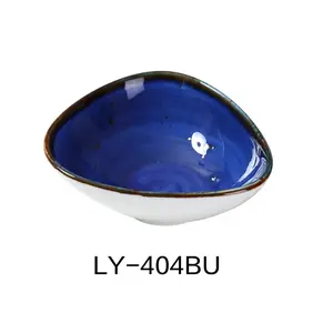 Yanco LY-404BU Lyon 4.75 in. Triangle Sauce Bowl - Reactive Glaze, Blue, 5 oz Tableware - Pack of 36