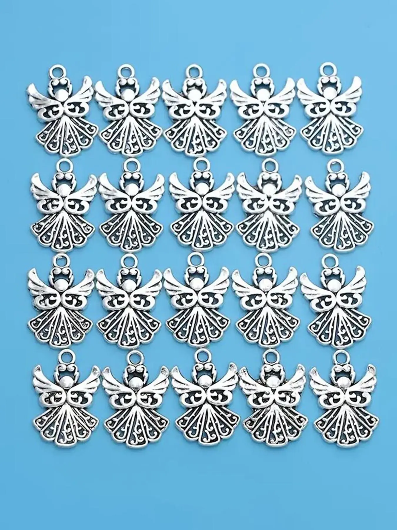 20pcs Silver Color Angel Charms, Bangle Charms, Love Heart Charm, Butterfly Charms, Fairy Charm Pendants for Bracelet Jewelry Making, DIY Handmade Craft Accessories, Keychain Supplies, DIY Jewelry Decoration