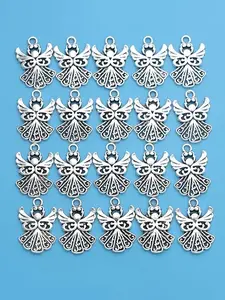20pcs Silver Color Angel Charms, Fairy Charm Pendants for Bracelet Jewelry Making, DIY Handmade Craft Accessories, Keychain Supplies