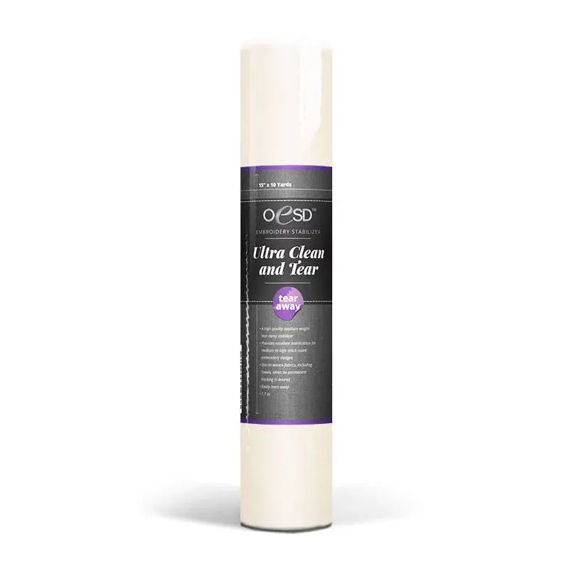 OESD Ultra Clean Tear Fusible TearAway Embroidery Stabilizer - 10"x10yd, for Professional Embroidery & Quilting Projects, Clean Finish, Better Stitch Control, Simple Finishing (Sewing & Textiles Supplies)