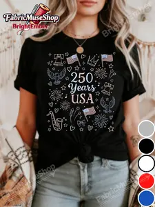 USA Celebration 250 Years America T-Shirt| USA 250th Anniversary, Semiquincentennial 2026, Fourth of July Patriotic Shirt| Men'S 100% Crew Neck, Classic Fit, Casual Style, Multiple Sizes