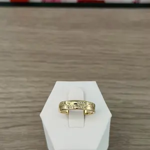 (R9) 14K Gold Plated Simple Ring with Rhinestone for Women