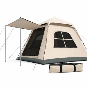 Automatic folding sunshade tent for 4–6 people, quick setup in 3 seconds, waterproof and rainproof, silver coating provides UV protection, breathable and not stuffy, outdoor camping gear that requires no assembly.