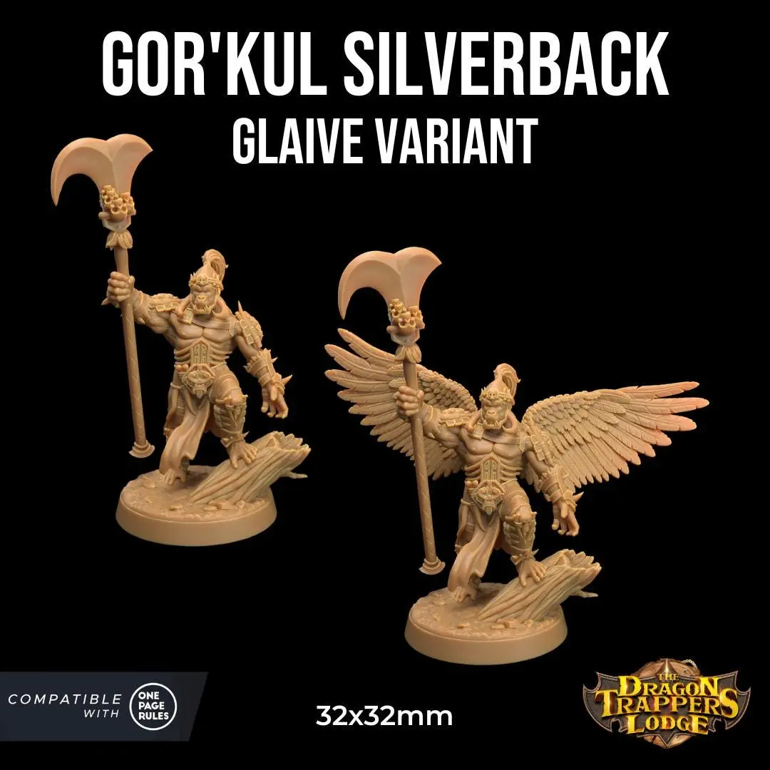 Gor'kul Silverback Simiax Legions Ape Monkey | The Dragon Trappers Lodge |32mm Scale | Miniature TTRPG Mini DnD Dungeons Dragons Wargame