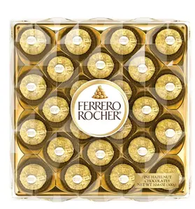 Ferrero Rocher Gourmet Hazelnut Milk Chocolate Gift Box, 24 Individually Wrapped Chocolates, 10.6 oz