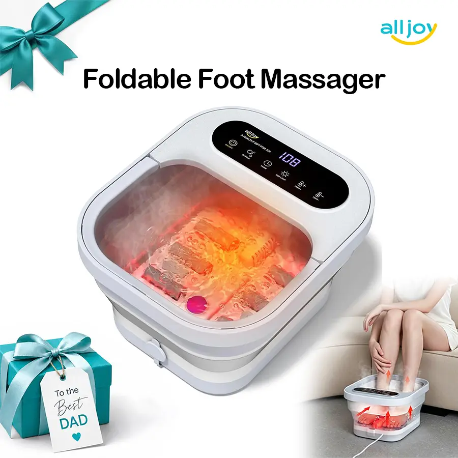ALLJOY Foot Spa Bath Massager with Heat,Collapsible Foot Massager Spa Soaking Tub with Bubbles,Pumice Stone,Timer, 6 Shiatsu Massage Rollers Pedicure,Gifts for Dad,Mom,Relaxing Gifts,Foot Pain Relief foot massager,Blood Circulation Massage Devices