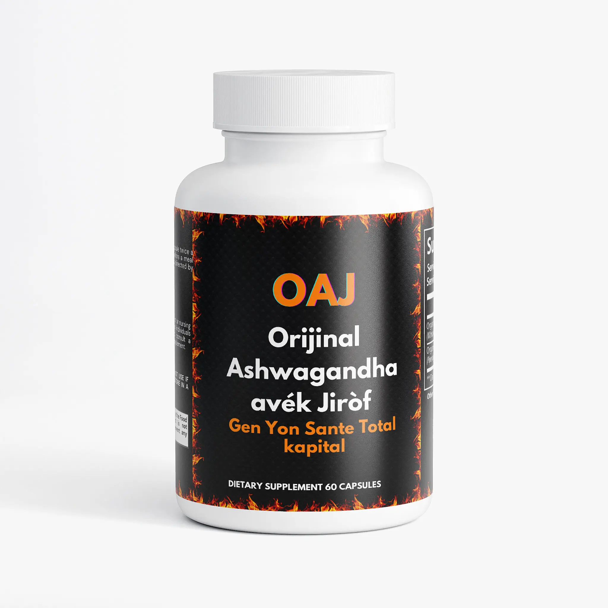 OAJ Organic Ayurvedic Ashwagandha Root Capsules - 60-Count Jirof Adaptogen Herbal Supplement for Stress Relief, Overall Health Support
