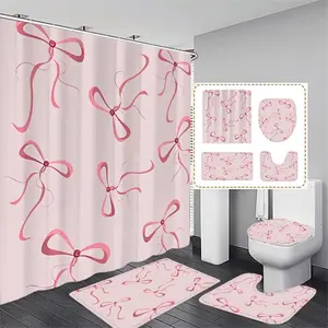 Butterfly Print Shower Curtain Set, Modern Bathroom Decor, No-Drill Hooks Included, Multifunctional Bath Divider, Perfect Gift