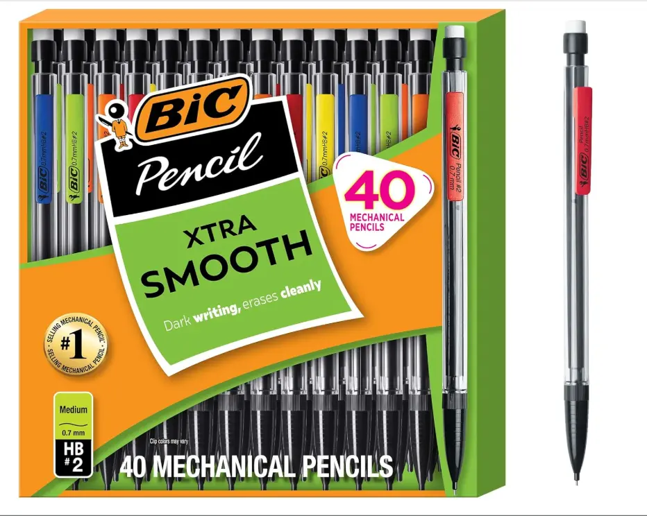 BIC Xtra Smooth Mechanical Pencil with 0.7 mm Medium Point ,Refillable and Retractable, School Supplies for Students and Teachers, 40-Count Pack