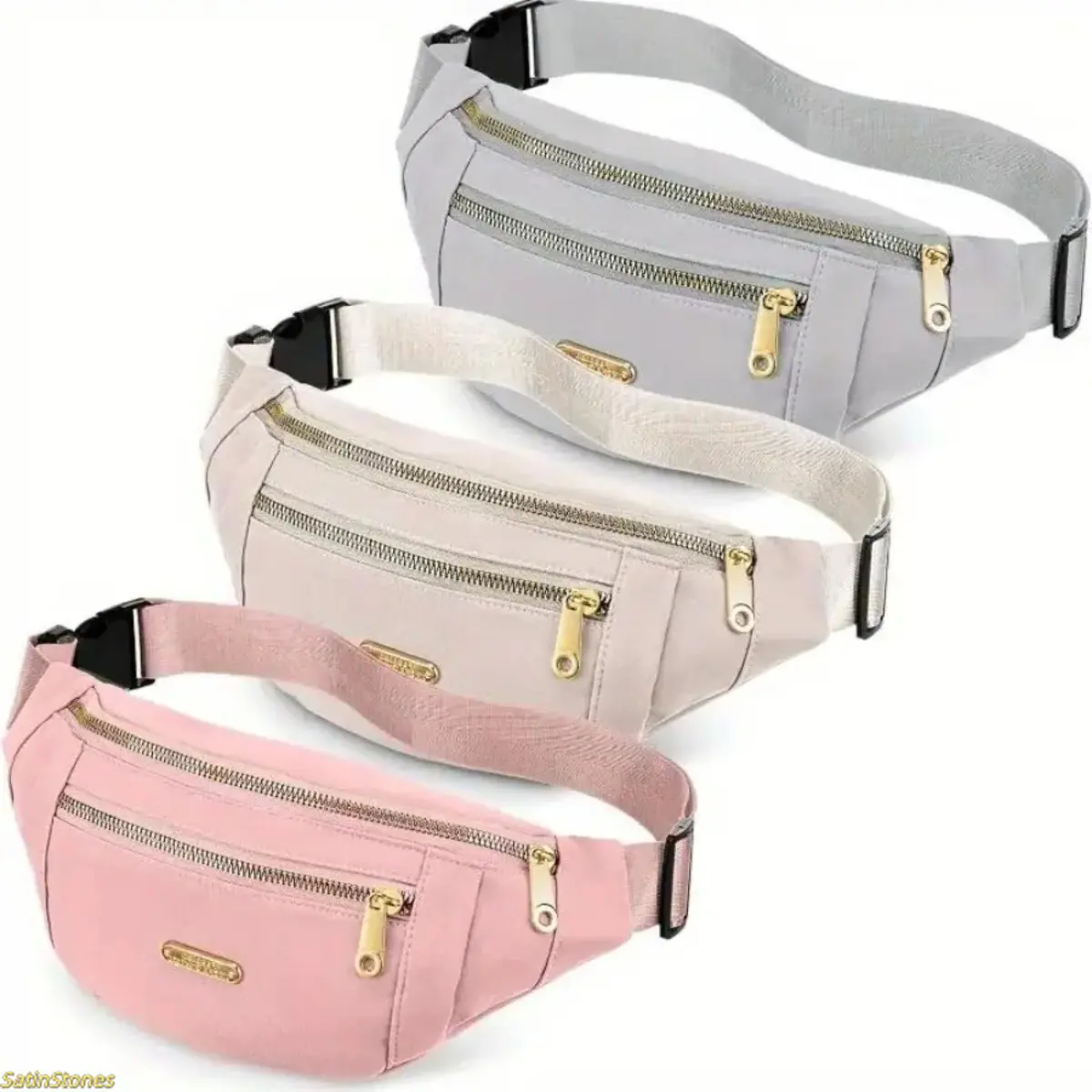 3-Pack Minimalist Belt Bags, Waterproof Unisex Waist Pack with 3 Pockets & Adjustable Strap for Travel, Activewear, and Walking, Sport