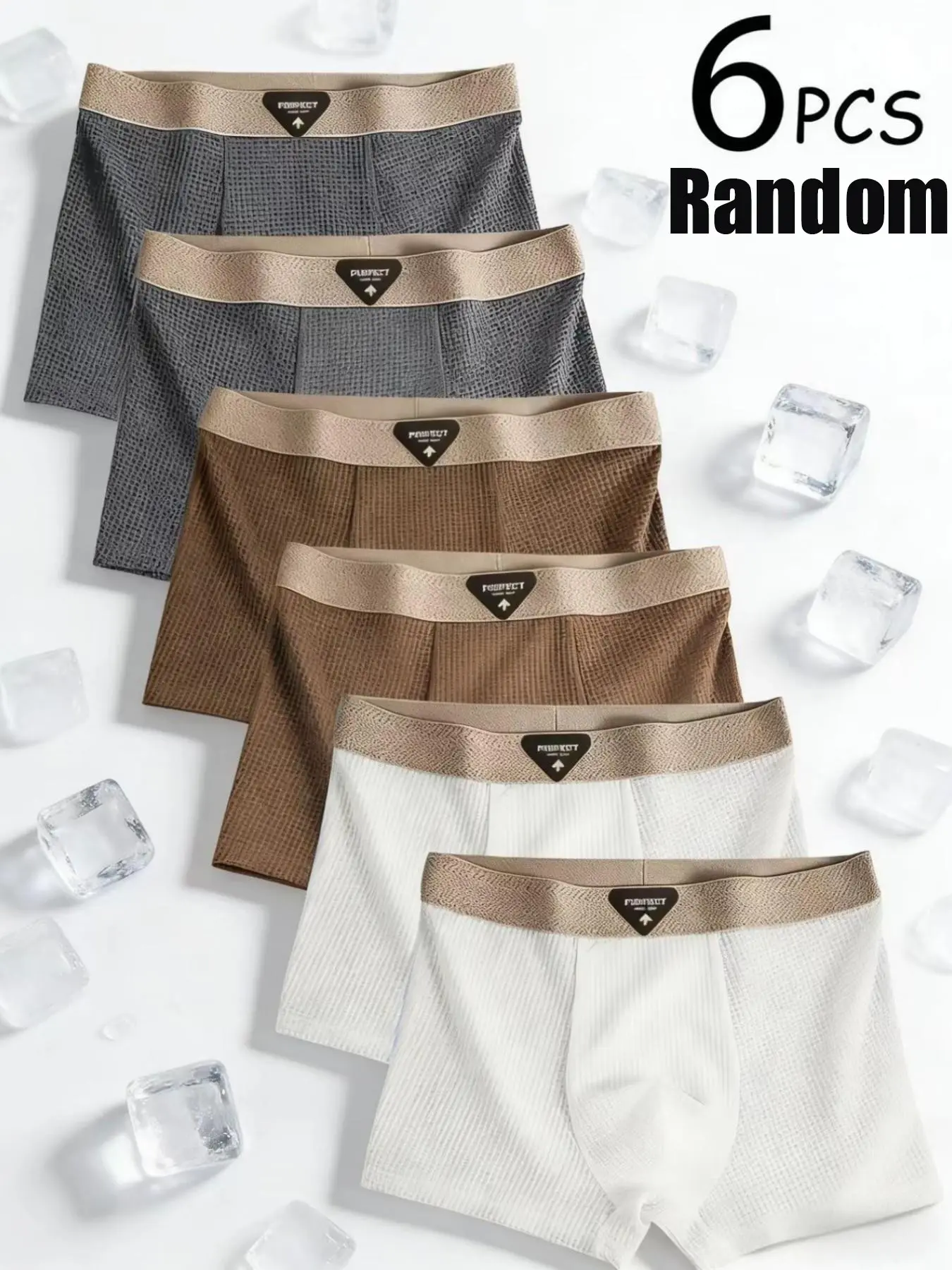 6-Pack Random Solid Ice Silk All Season Everyday Briefs, Comfortable Smooth Knit Fabric, Simple Fashion, Ideal for Daily and Casual Wear, Slim-Fitting Underwear